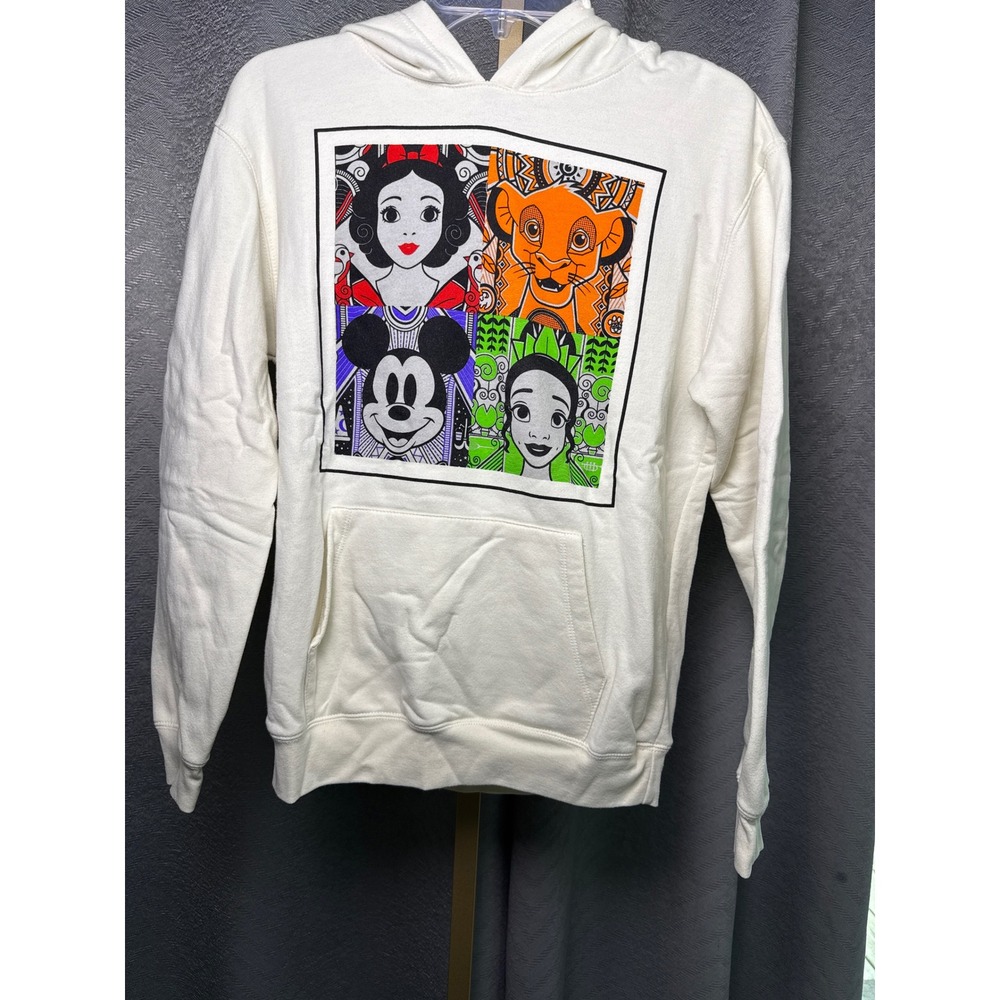 Disney 100 yrs of Wonder Hoodie Sz M (7-9) Cream Snow White Simba Mickey Tiana